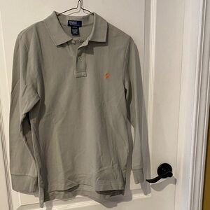 Youth Ralph Lauren Light Gray Long-Sleeve Polo Shirt